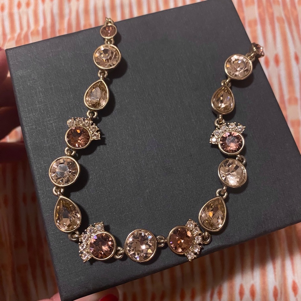 Givenchy Art Deco Necklace w/ Rose and Light Pink Swarovski crystals